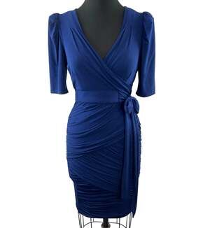 Plenty By Tracy Reese Anthropologie Blue Wrap Dress Short Sleeve Side Tie Size S